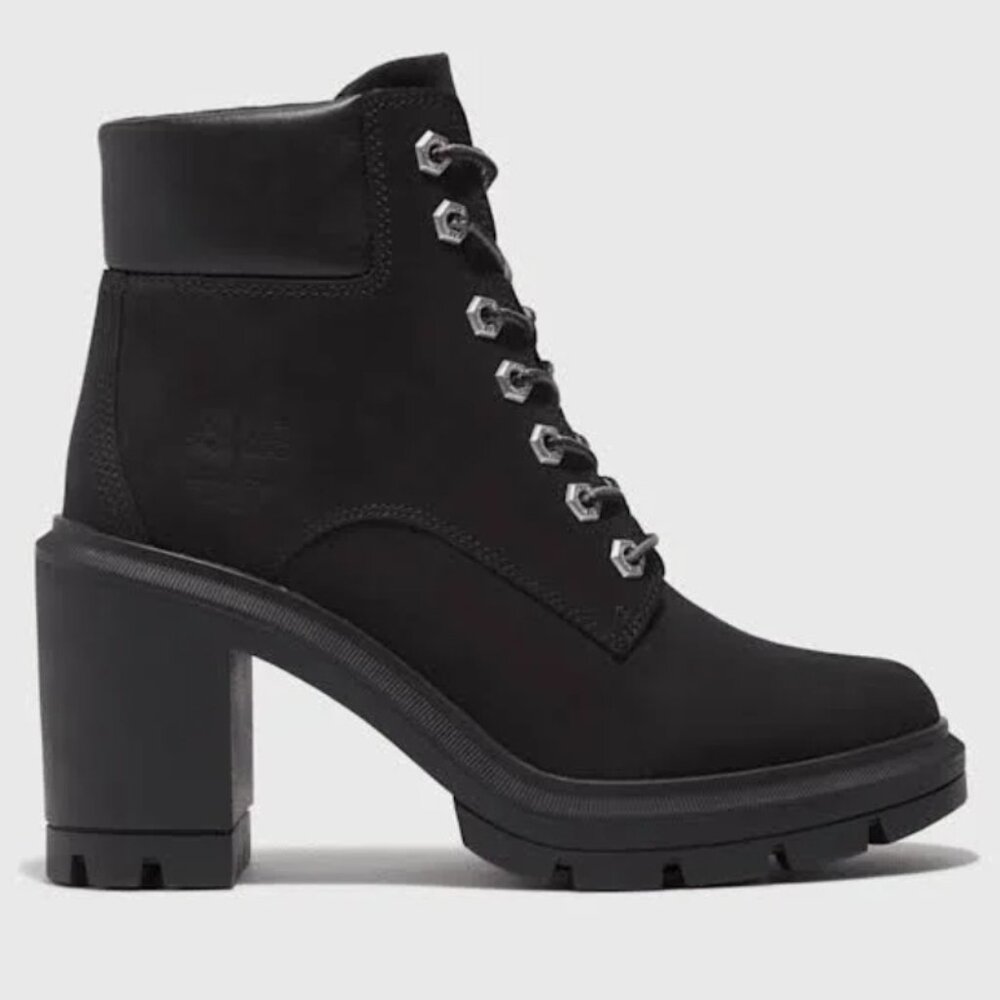 Timberland Allington Heights 6 Inch Boots Women's Size 8.5 Black Nubuck Leather